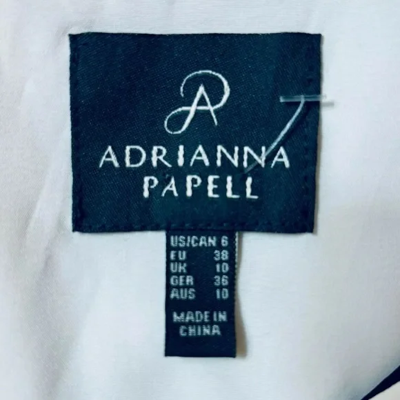 ADRIANNA PAPELL Black Cream V Neckline Cap Sleeve Career Dress 6 Lined Design - Picture 3 of 11